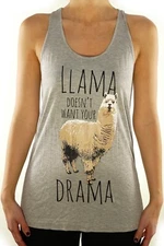 Shop Delfina Women's Llama Doesn't Want Your Drama Print Summer Racerback Tank
