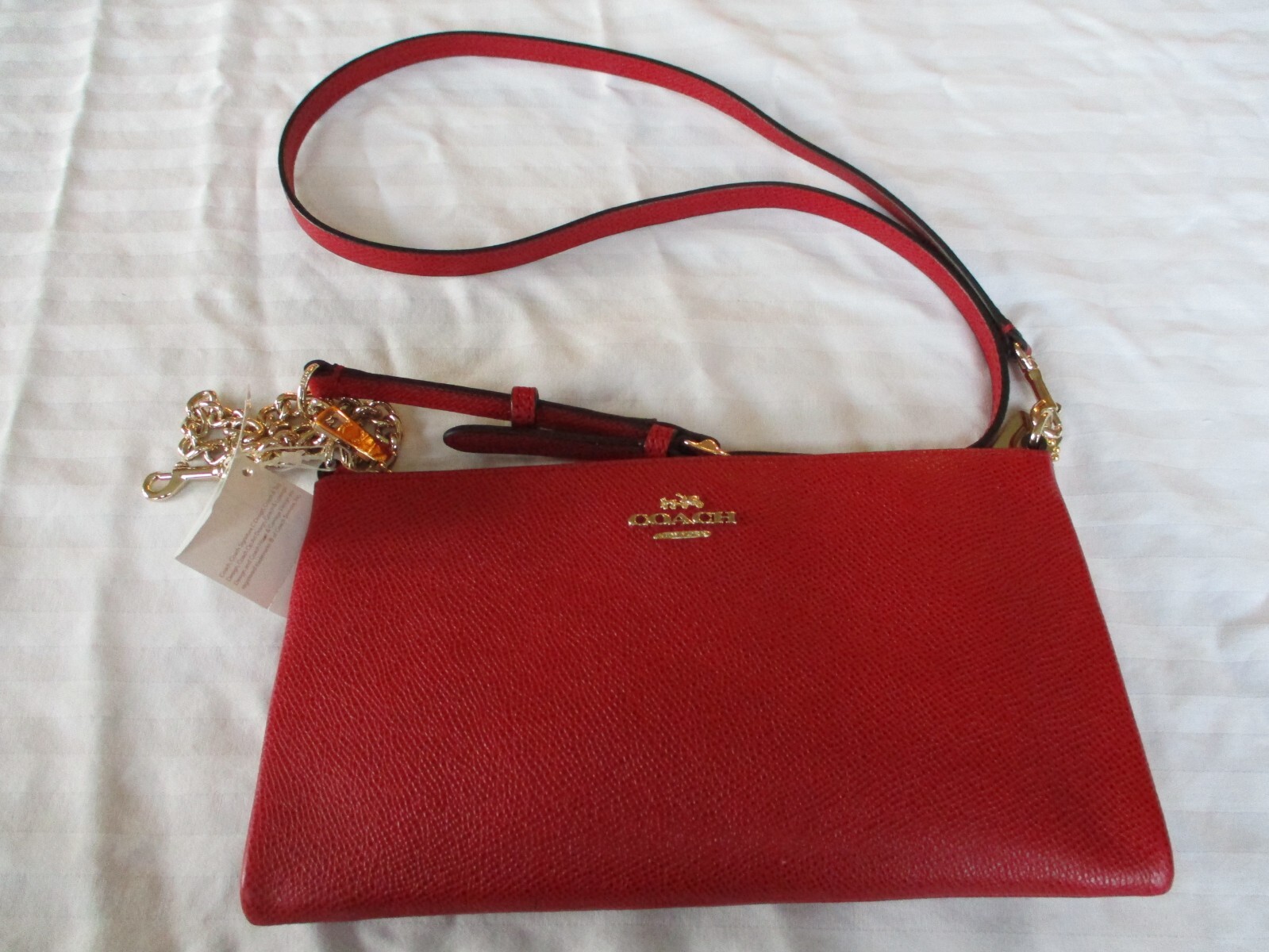 Coach Red Currant Crossbody Leather Mini Purse Clutch with Gold Chain New w  Tag | eBay