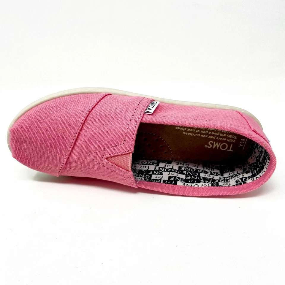 Zapatos planos informales sin cordones Toms Classics de lona rosa para jóvenes niñas Foto 4 de 4