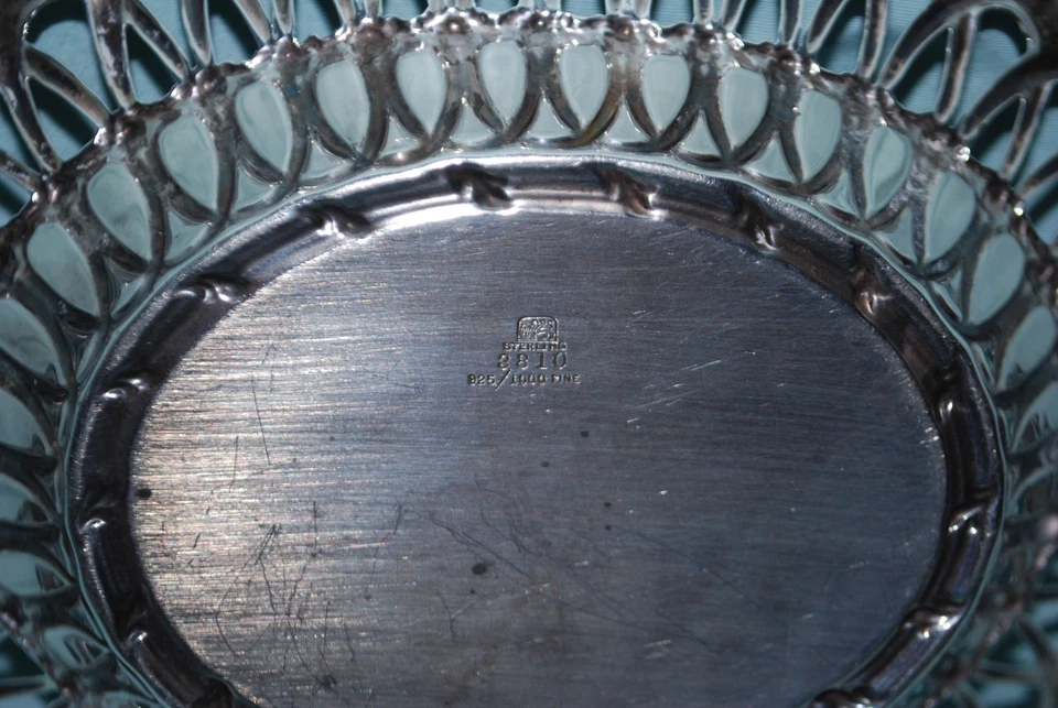 Plato ovalado de plata esterlina Whiting 3810 925/1000 león muralla 1871-1896 inscrito Foto 3 de 3