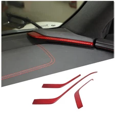 Real Carbon Fiber Red Instrument Panel L-Shaped Trim For Corvette C8 2020-2025