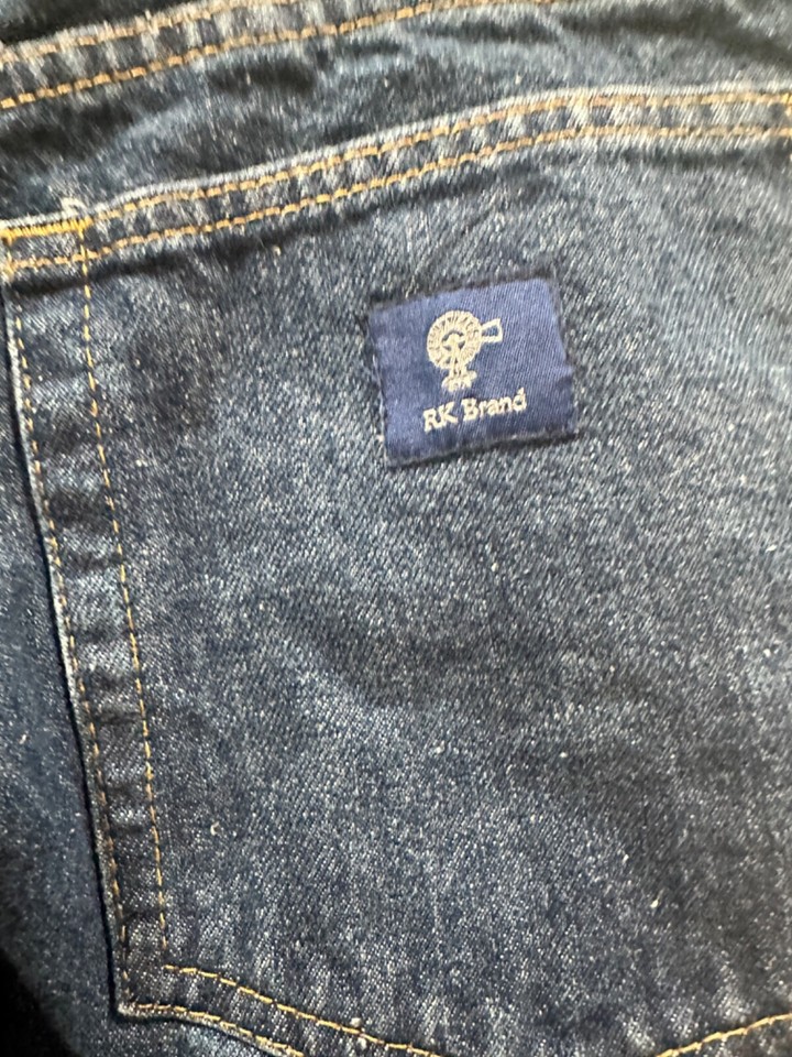 RK Brand Flannel Lined Jeans Blue Denim Straight Leg Cotton Men's Size