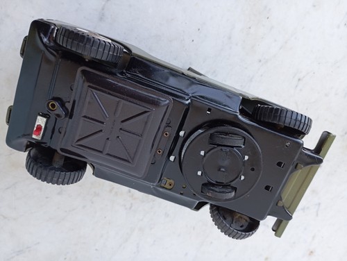 Toy Tin Car Vintage T-N Nomura Japan Battery Operated US Army Military Jeep - Picture 23 of 24