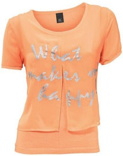 NEU: ANSCHMIEGSAM WEICH! PULLOVER 2-in-1-LOOK mit CHIFFON 34 B.C. orange *057868