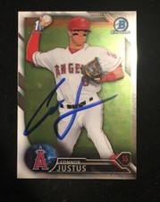 CONNOR JUSTUS 2017 BOWMAN CHROME AUTOGRAPHED SIGNED AUTO BASEBALL CARD BDC-61