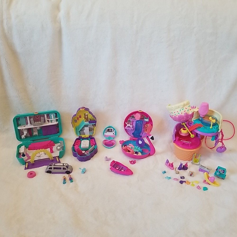 Polly Pocket Micro Dolls Lot  Purse Wearable  Compacts Play Sets Figures
