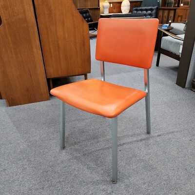 Vintage Mid Century Steelcase Orange Vinyl Chair