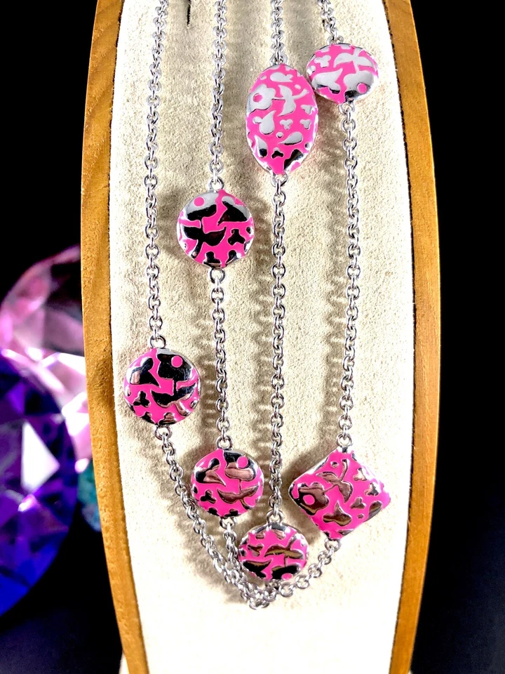 JUEGO DE PENDIENTES BRAZALETE COLLAR 42" ESMALTE ROSA LAUREN G. ADAMS 'FLOWERS BY ORLY' Foto 3 de 4