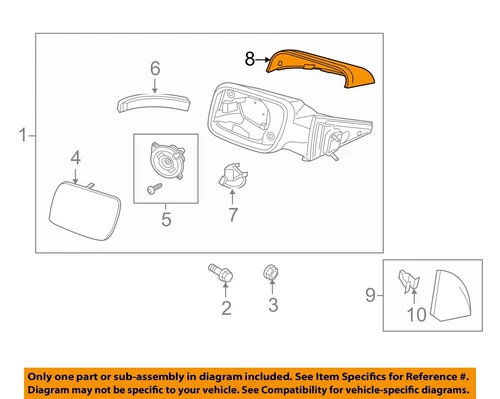 FORD OEM 11-15 Explorer Front Door Outside Mirrors-Mirror Cover BB5Z17D742AB