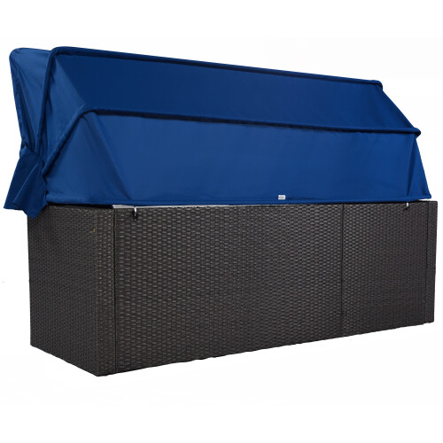 Muebles de patio cama de día tumbona con dosel mimbre ratán sofá cama seccional - Imagen 4 de 12