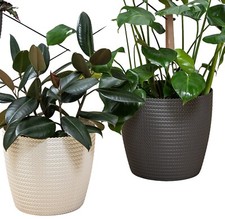 Übertopf Rund Pflanztopf Blumentopf 4 Farben 8 Größen Strickstruktur mit/ohne