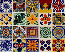 20 ASSORTED 6" x 6" TILES MEXICAN CERAMIC HANDMADE MOSAIC ART 004