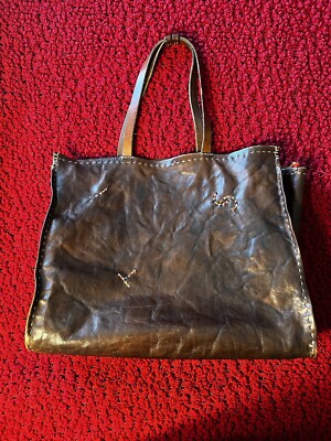 HENRY CUIR tote bag brown Beaded 15x12x6 Preowned | eBay