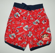 PAUL FRANK boys Red Blue HAWAIIAN Trunks BOARD SHORTS 24 months
