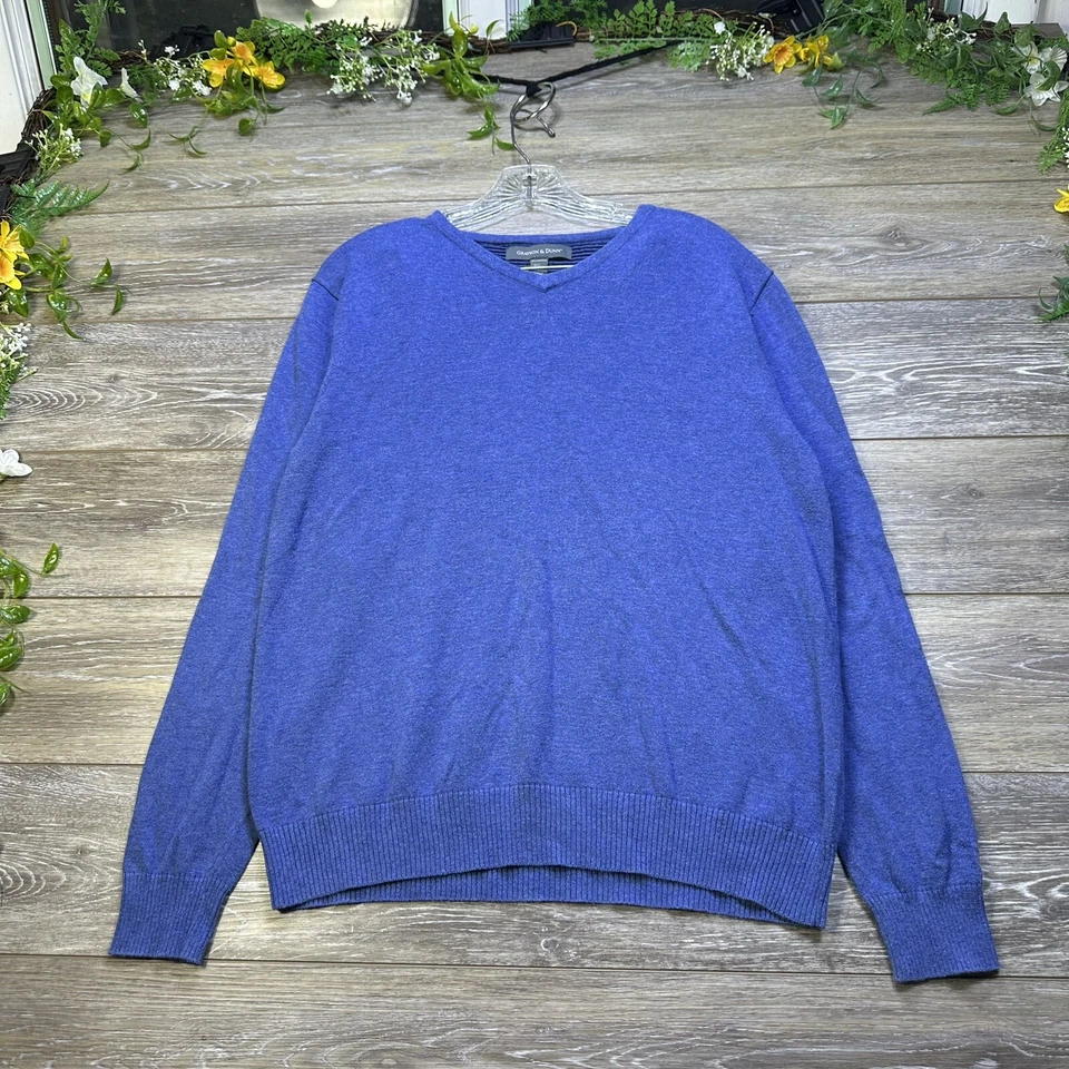 Suéter Grayson & Dunn Talla Grande Azul Cuello en V Térmico Elastizado Para Hombre Suéter Foto 3 de 4