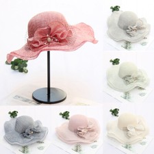 Bridal Fascinator Lace Tea Party Hat Women's Kentucky Derby Church Sun-Hat Linen