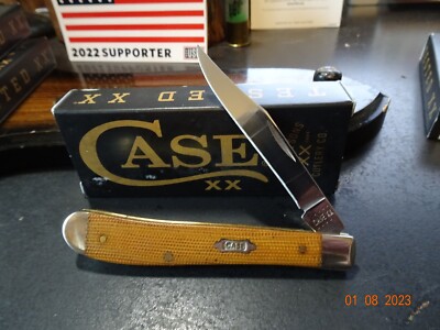 CASE & SONS 4.13'' CLOSED SLIM LINE NATURAL CANVAS MICARTA TRAPPER SS BLADE 23691