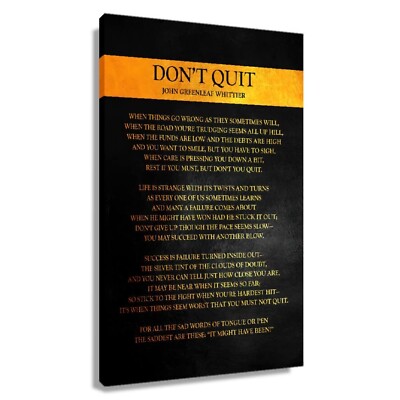 Dont Quit Poem Framed Canvas Motivational Wall Art Quotes Poster Inspirationa...