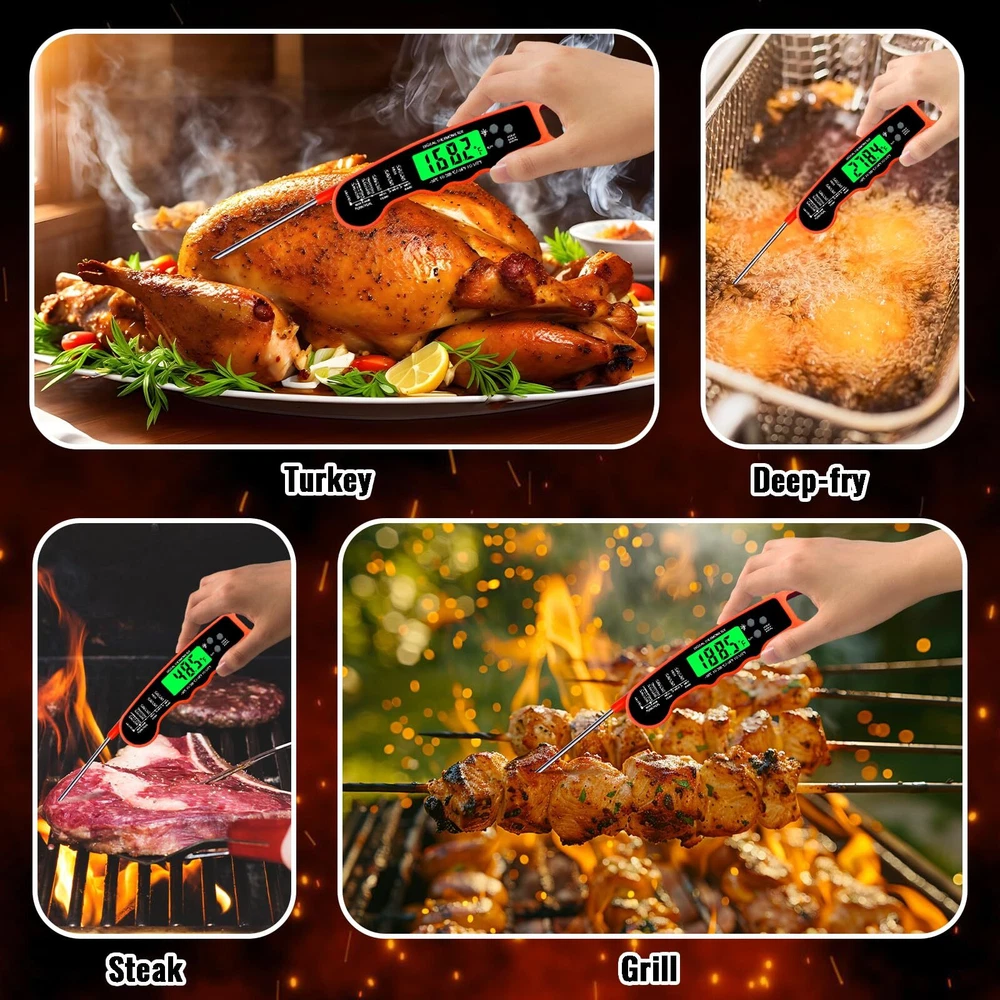 Meat Thermometer Digital IP67 Waterproof Food Thermometer for Cooking and Bak...