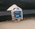 Blue Topaz-ISG 925 Thialand Stamped: Vintage; Sterling Silver Scroll Ring Size 7 — photo 10