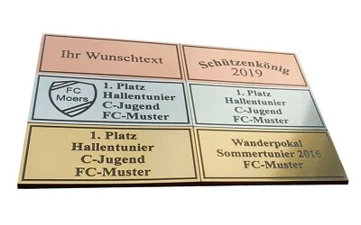 DREI-DRACHEN-LASER Pokal Schild Schilder für Pokale Gravur Plakette für Trophäen personalisiert