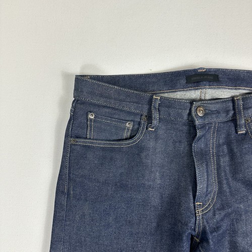 Uniqlo Men's Kaihara Selvedge Mid-Rise Straight Raw Indigo Denim Jeans 31x32 - Picture 6 of 12