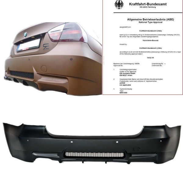 Sport StoßStange Hinten Schwarz FüR Pdc+ Diffusor Duplex Passt FüR BMW E90 Abe*-image