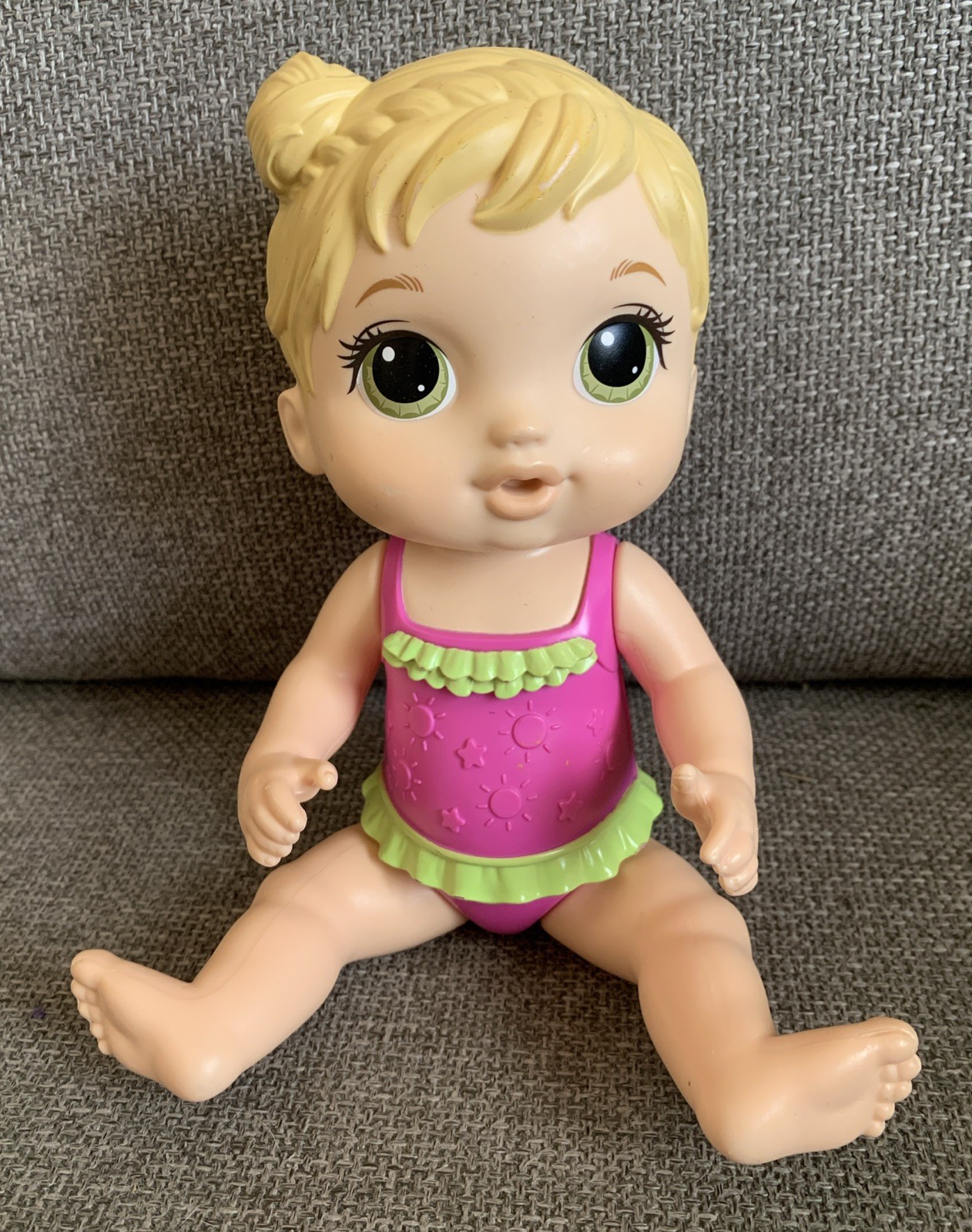 Baby Alive Blonde Hair Girl Doll Pink Swimsuit Molded Hair 2