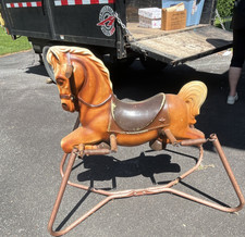 Wonder Horse Vintage 1960 Spring Rocking Horse Toy Metal Rocker Brown Saddle