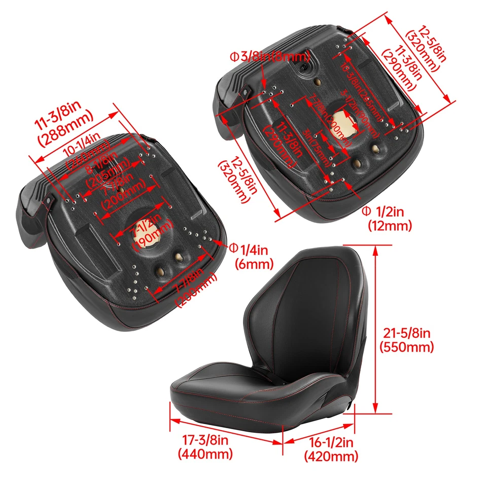 2PCS Black Sewn Bucket Seats For Yamaha Rhino 450 660 700 #5UG-F4710-00-00 Foto 3 de 4