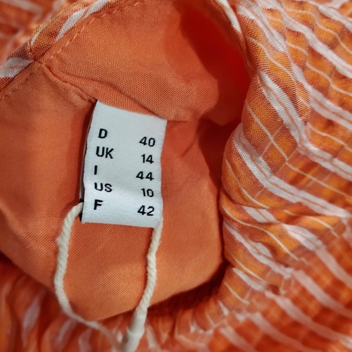 ESPRIT Womens Striped Seersucker Cutout Back Summer Dress Size 10 Orange - Picture 6 of 6