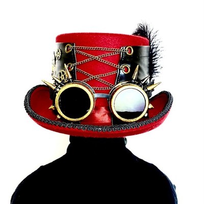 Steampunk Style Mad Mad Hatter Top Hat Feather Halloween Costume Cosplay Hats