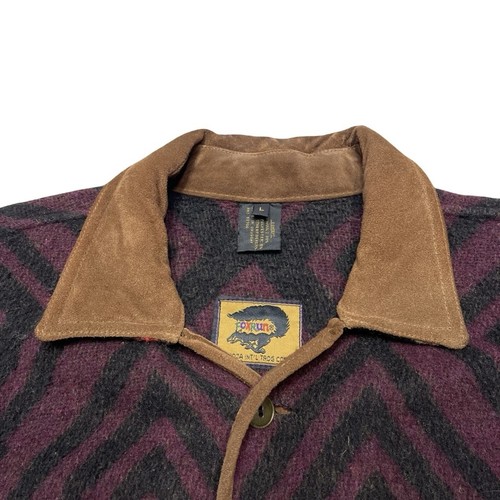 Vintage Foxrun Jacket Mens Large Brown Aztec Wool Blend Southwest Western 90s - Picture 9 of 10