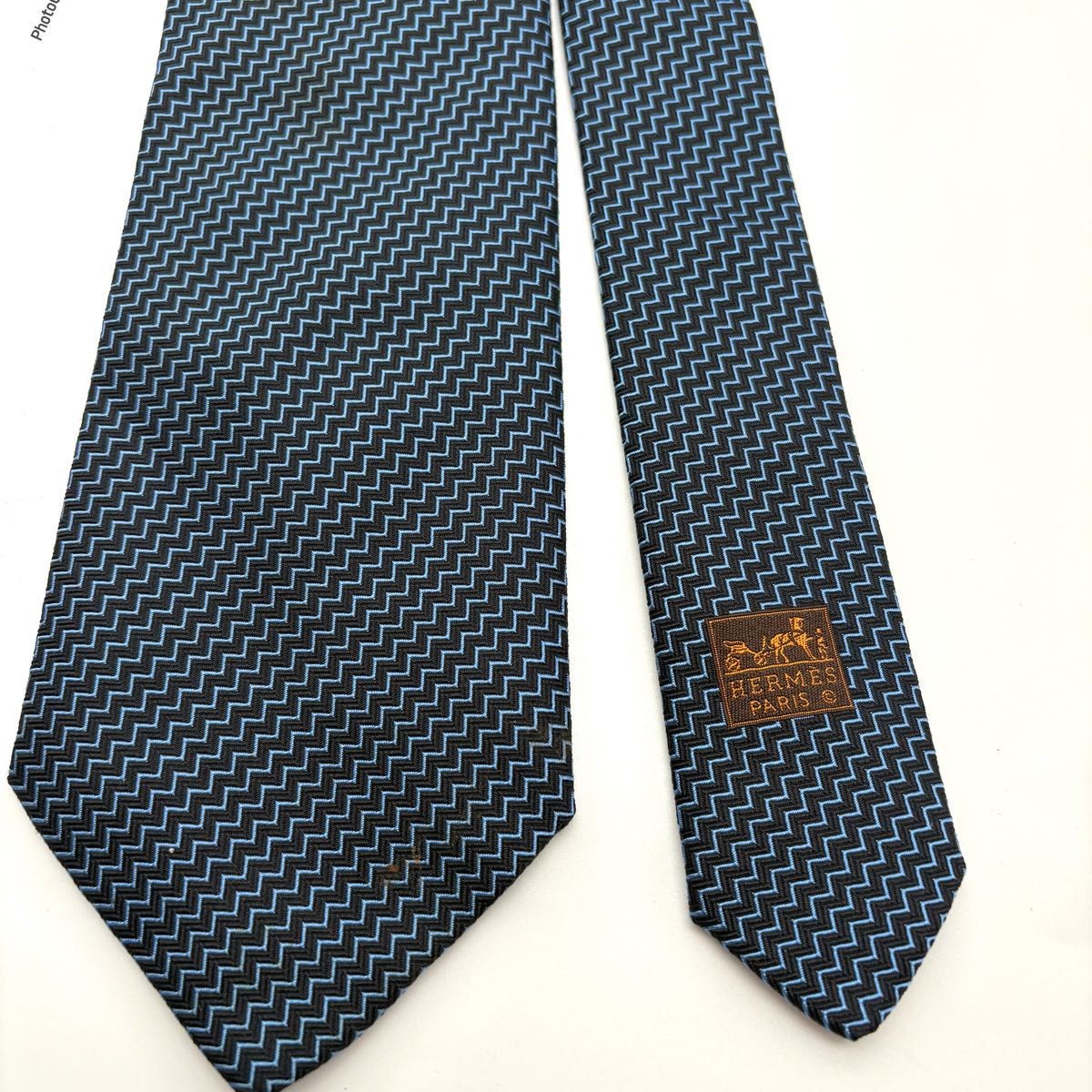 HERMES Good Condition  Zigzag Pattern Tie - image 2