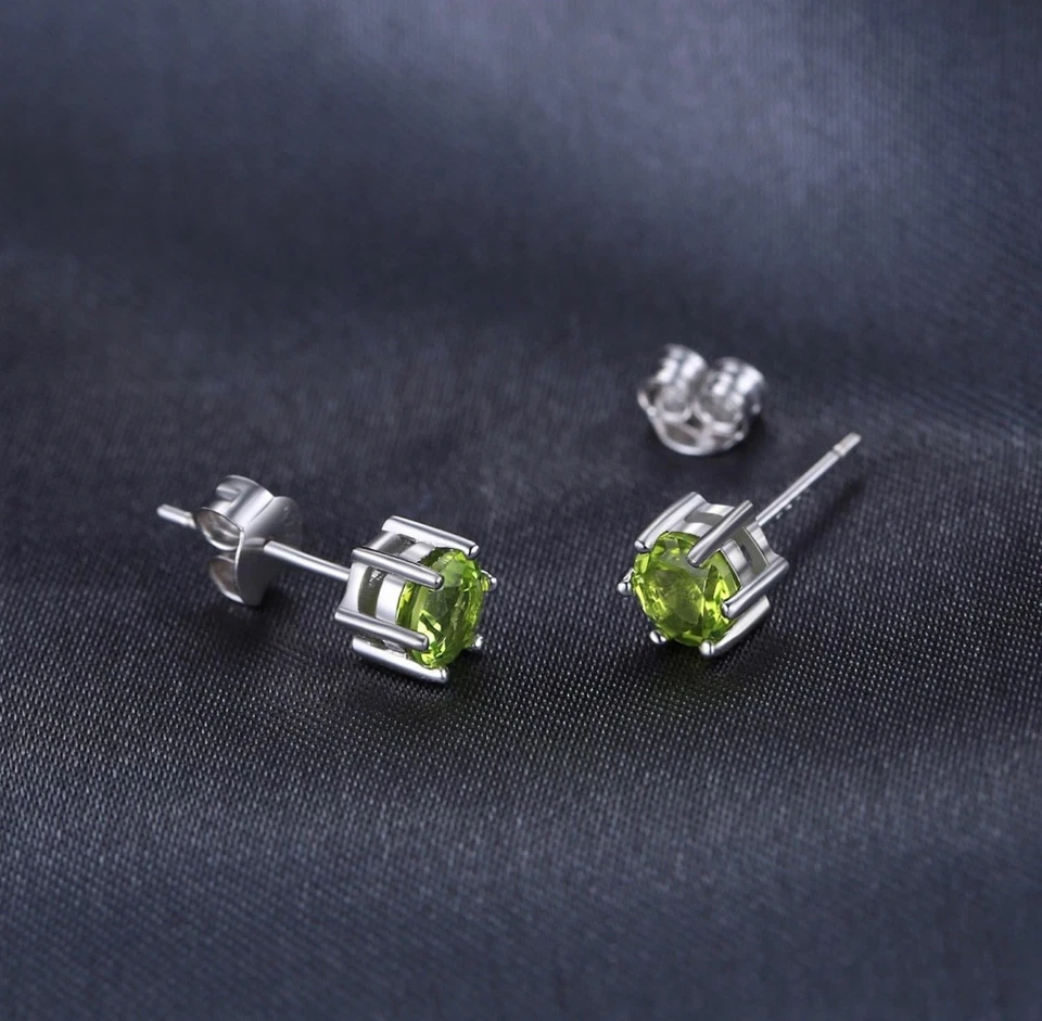 1 Paar Silber Ohrstecker mit 1.13ct Peridot, echt in 925 Sterlingsilber Ohrringe - Bild 3 von 4