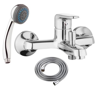 Badewannenarmatur mit Handbrause, Set, Mischbatterie Bad Wasserhahn chrom