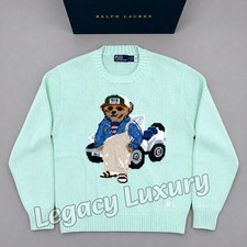 POLO PALPH LAUREN Light Green Polo Bear Sweater Women s - M, NWT