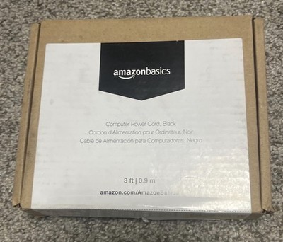 Amazon Basics Computer Monitor TV Replacement Power Cord 3-Foot Black