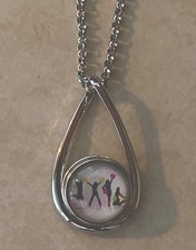 Cheerleading Cheer Necklace Jewelry Silver Adjustable Chain Snap Charm Gift Bag