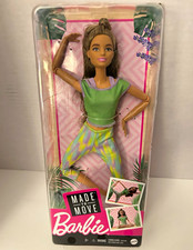 Barbie Made to Move Doll GXF05 Brunette Green Top Tie Dye Yoga NIB 22 Joints