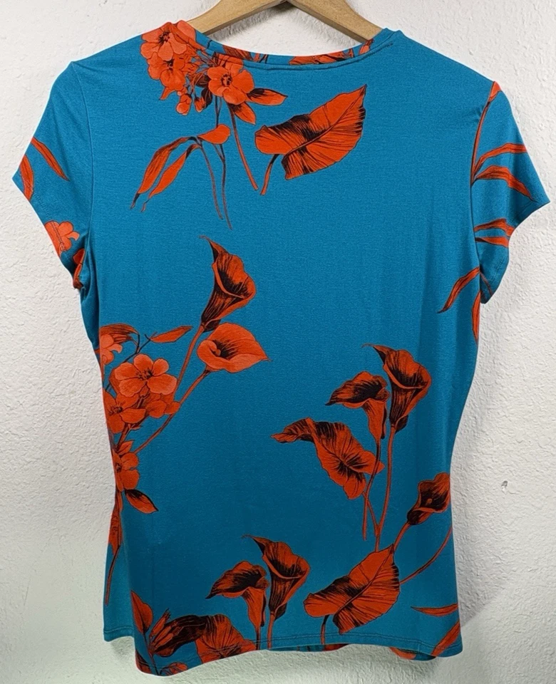 Camiseta Top Ted Baker Dillia Fantasia Floral Tropical Turquesa Talla 3 EE. UU. 8 UK 14 Foto 3 de 4