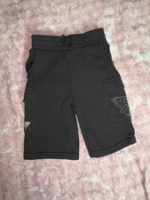 GUESS Boys Black Cargo Shorts Size 7 Adjustable Waist Pockets