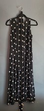 Lauren Ralph Lauren Women’s Sleeveless Midi Dress Gray & White Polka Dot Size 10