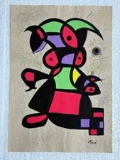 Joan Miro (Handmade) Drawing on antique paper Signed and Sealed size 21x29.5