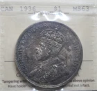 1936 Canada $1 Silver One Dollar ICCS graded MS-63