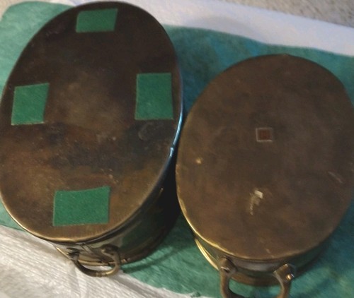 Vtg Brass Oval Planters With Handles Set Of Two Made In India - Picture 2 of 8