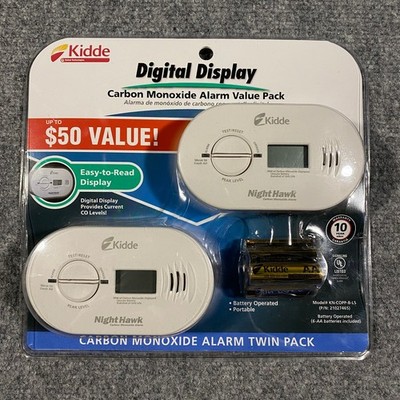 Kidde Night Hawk Carbon Monoxide Detector Alarm Twin Pack Digital Display Sealed