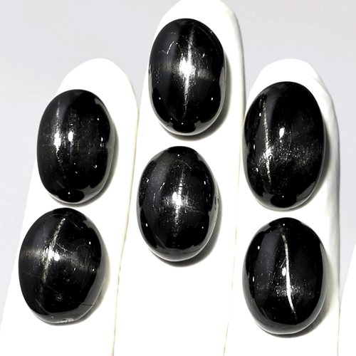 Asterismo de 4 rayos ~ 6 piezas piedras preciosas cabujón ovalado de estrella negra natural 19-21 mm - Imagen 3 de 10