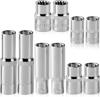 10-Piece] 10mm Socket Set, 1/4-Inch & 3/8-Inch Drive Impact Socket, 6-Point &...