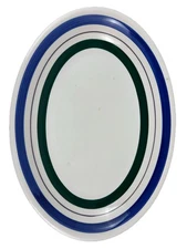 Furio Oval Pasta Bowl Striped Serving Dish Large White Blue Green Restaurantware